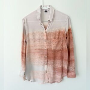 The Kit Peach Orange Ombre Colorful Button Down Sustainable Blouse Size XS